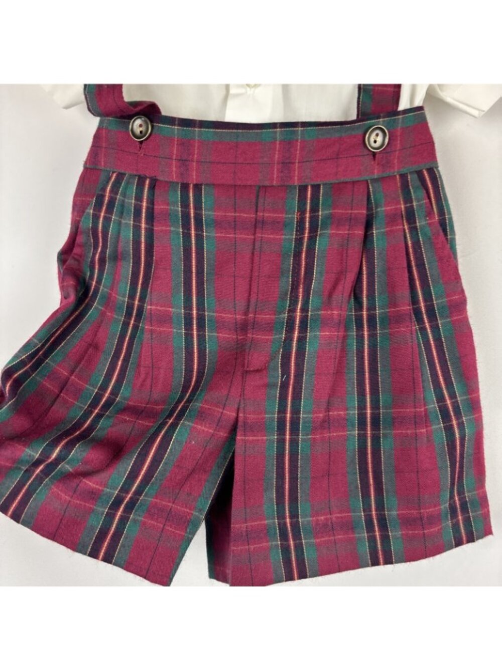 VTG Baby Boy Overall Short Set Sz 2T Plaid Jockey Horse - Picture 2 of 5